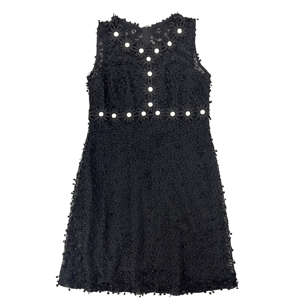 Taylor Black Lace Daisy Applique Sleeveless Mini Dress Floral A-Line Cocktail 8